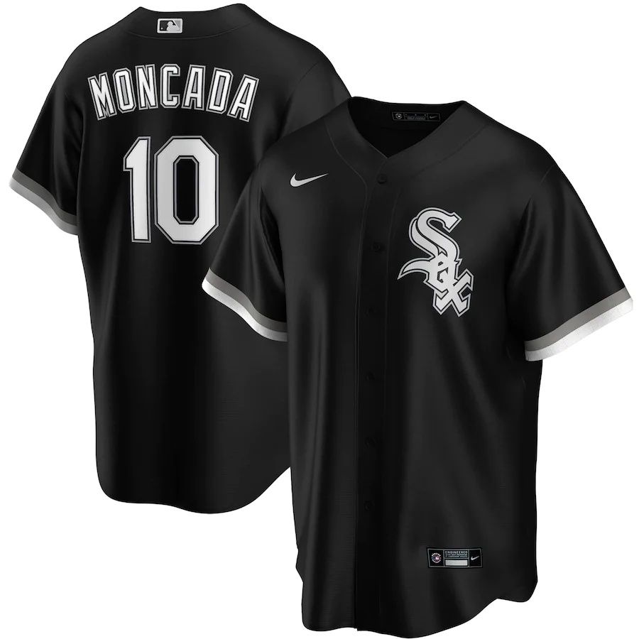 Mens Chicago White Sox 10 Yoan Moncada Nike Black Alternate Replica Player Name MLB Jerseys